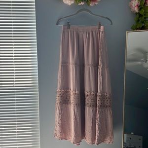Long pink maxi skirt